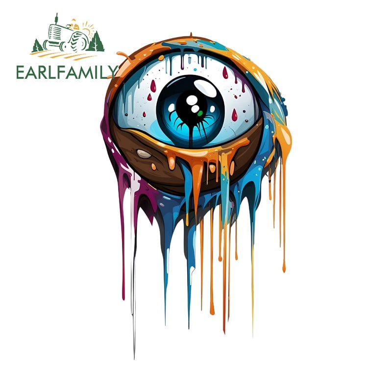 EARLFAMILY 5.1 Inch Scary Eyeball Car Sticker Personality Scratch-Proof ...