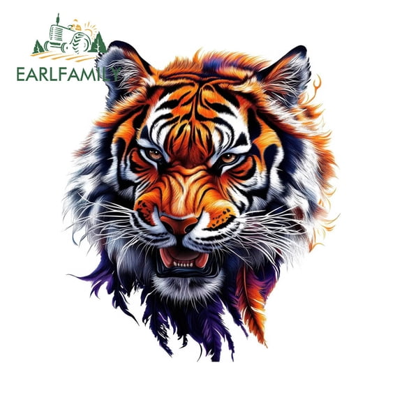 EARLFAMILY 5.1 Inch Tiger Bully Car Stickers Creative Motorcycle Windshield Truck Occlusion Scratch Vinyl Decals Personality Waterproof Custom Printing
