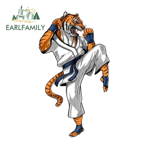 EARLFAMILY 5.1 Inch Tiger Samurai Car Sticker Waterproof Auto Fashion Car Styling Suitable for Trunk Bumper Windshield Vinyl Material Decals