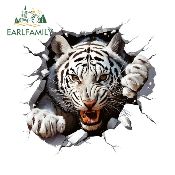 EARLFAMILY 5.1 Inch Tiger Tear Cartoon Car Stickers Motorcycle Helmet Refrigerator Waterproof JDM Vinyl Decals Scratch-Proof Car Door Protector