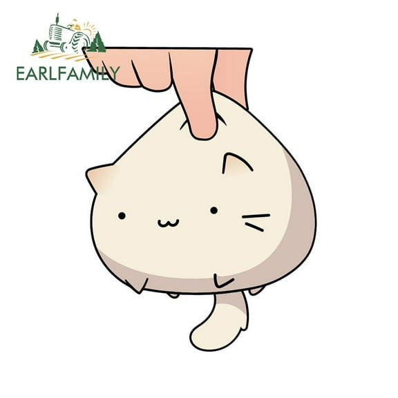 EARLFAMILY 5.1 Inch White Kawaii Kitten Car Stickers Auto Surfboard Computer ATV Scratch JDM Decal Street Signs