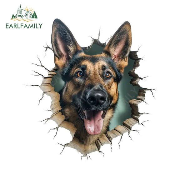 EARLFAMILY 5.1 Inch Wolf Dog Tear Car Stickers Sunscreen Scratch-Proof PVC Decal Suitable for Air Conditioner Skateboard Motorcycle Laptop Windows