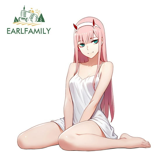 EARLFAMILY 5.1 Inch Zero Two Car Sticker Fashionable Occlusion Scratch Campervan Trunk Rear Windshield Vinyl Decal Waterproof Vinyl Car Wrap