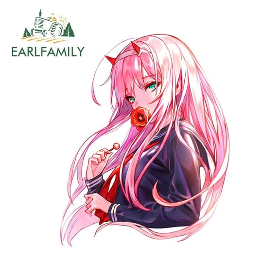 EARLFAMILY 5.1 Inch Zero Two Car Sticker Practical Auto Vehicle Bumper Window Graffiti Waterproof JDM Vinyl Decal Window Decoration Car Accessories