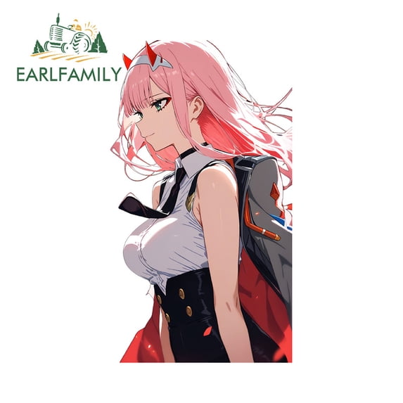EARLFAMILY 5.1 Inch Zero Two Car Stickers Fashionable Windshield Motorcycle Skateboard Truck Occlusion Scratch Waterproof Vinyl Decal Amusing Decoration