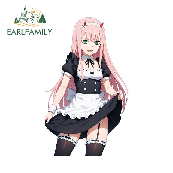 EARLFAMILY 5.1 Inch Zero Two Car Stickers Windshield Motorcycle Laptop Personality Vinyl Waterproof Decal Amusing Scratch-Proof Car Label