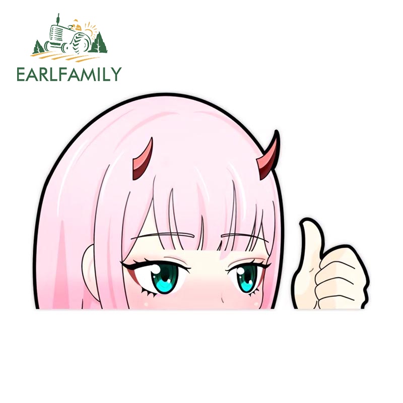 EARLFAMILY 5.1 Inch Zero Two Peeker Anime Girl Car Sticker Laptop ...