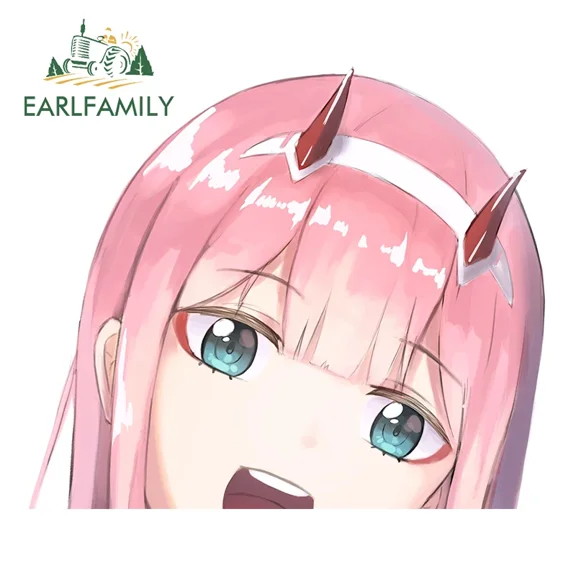 EARLFAMILY 5.1 Inch Zero Two Peeker Vinyl Amusing Car Stickers Occlusion Scratch Waterproof Decal for Vehicle JDM VAN