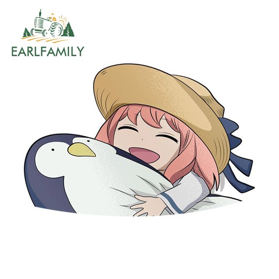 EARLFAMILY 5.1 Inch for Anya Penguin Car Sticker Anime Fashionable Decals Occlusion Scratch Vinyl Car Styling