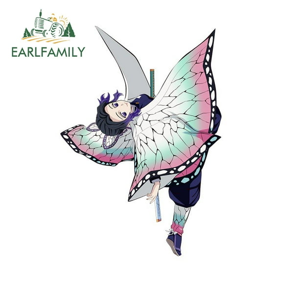 EARLFAMILY 5.1 Inch for Kochou Shinobu Car Sticker Air Conditioner Decal Car Door Protector Vinyl Decoration