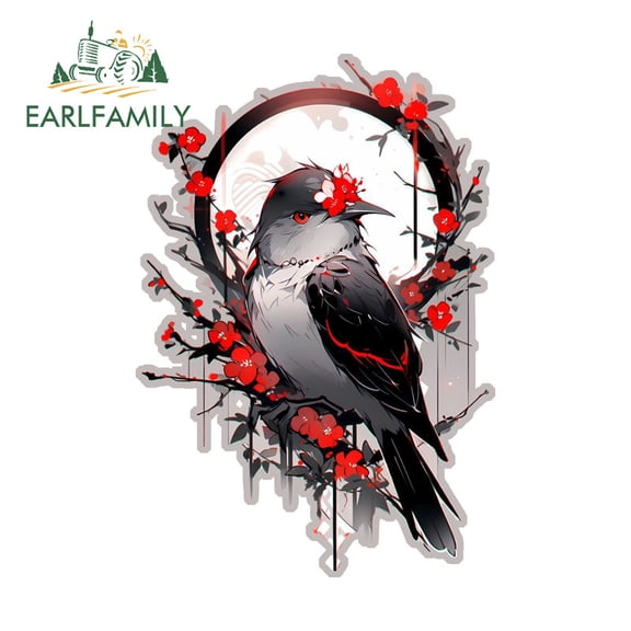 EARLFAMILY 5.1" Japanese Bird Car Stickers Fashionable Waterproof Scratch-Proof Decals Suitable for Motorcycle Skateboard Windshield Laptop Bumper