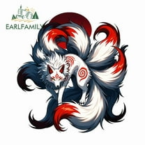 EARLFAMILY 5.1" Japanese Fox Nine-tailed Fox Car Stickers Fashionable Waterproof JDM Decals Suitable for Motorcycle Skateboard Windshield Laptop