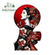 EARLFAMILY 5.1" Japanese Geisha Car Stickers Cartoon Personality Luggage Decal