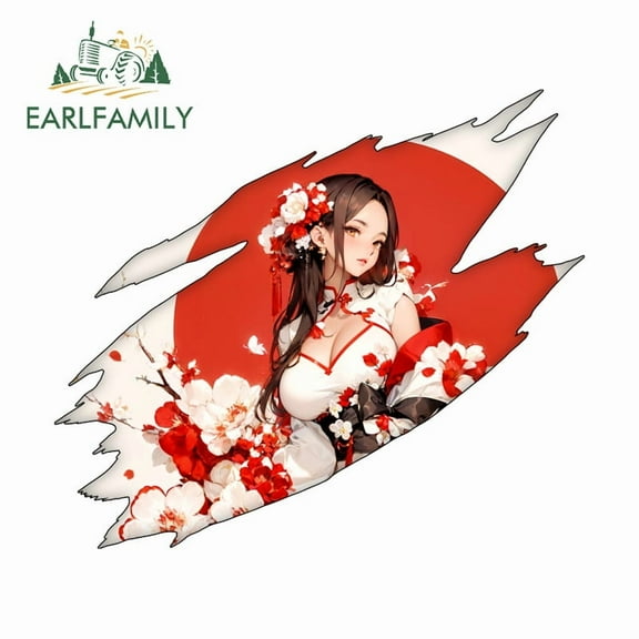 EARLFAMILY 5.1" Japanese Geisha Tear Car Sticker Waterproof Motorcycle Luggage Skateboard Windows Vinyl Decals Occlusion Scratch Car Door Protector