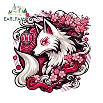 EARLFAMILY 5.1" Japanese Kitsune Car Sticker Red Animal Plum Blossom Vinyl Decal