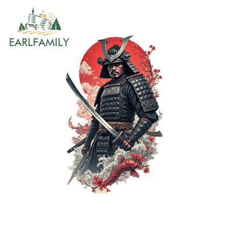 EARLFAMILY 5.1" Japanese Samurai Car Sticker Personality Occlusion Scratch Waterproof Amusing Decal Suitable for Motorcycle Laptop Truck Skateboard