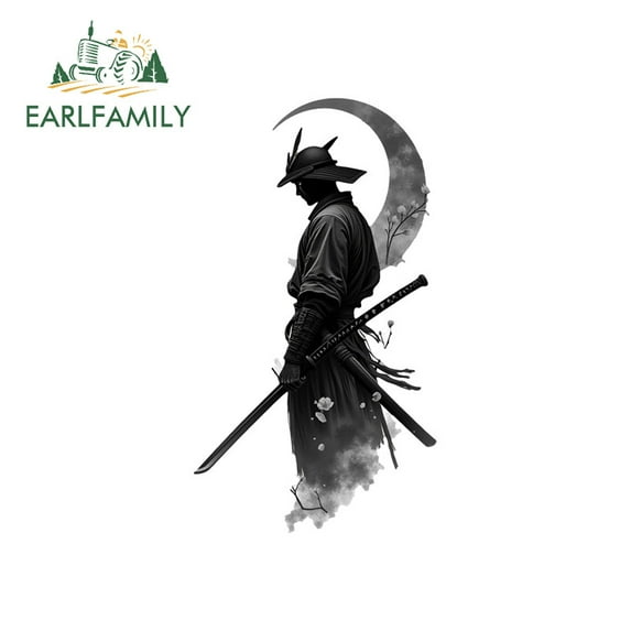 EARLFAMILY 5.1" Japanese Samurai Car Sticker Personality Occlusion Scratch Waterproof Amusing Decal Suitable for Motorcycle Laptop Truck Skateboard