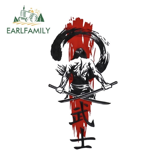 EARLFAMILY 5.1" Japanese Samurai Car Stickers Personality Skateboard Truck Motorcycle Windshield Waterproof Vinyl Decal Occlusion Scratch Car Styling