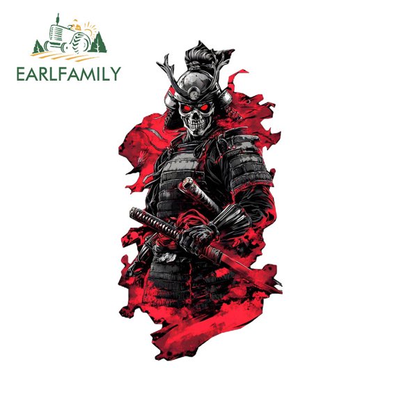 EARLFAMILY 5.1" Japanese Samurai Car Stickers Personality Skateboard Truck Motorcycle Windshield Waterproof Vinyl Decal Occlusion Scratch Car Styling