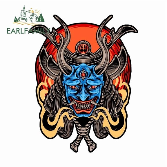 EARLFAMILY 5.1" Japanese Samurai Creative Car Sticker Waterproof Laptop RV Decal Windshield Personality Vinyl Decor