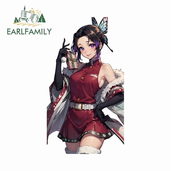 EARLFAMILY 5.1" Kochou Shinobu Car Stickers Fashionable Waterproof Campervan Skateboard JDM Decal Amusing Occlusion Scratch Car Goods