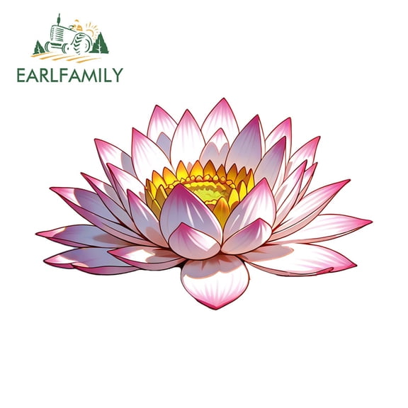 EARLFAMILY 5.1" Lotus Cartoon Car Stickers Waterproof Campervan Surfboard Rear Windshield Vinyl Decal Occlusion Scratch Creative Car Accessories
