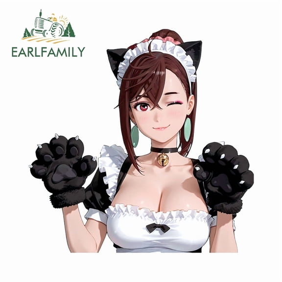 EARLFAMILY 5.1" Maid Momo Ayase Peeking Car Stickers Alluring Beauty Graphics Decals Creative High Quality Camper Custom Printing