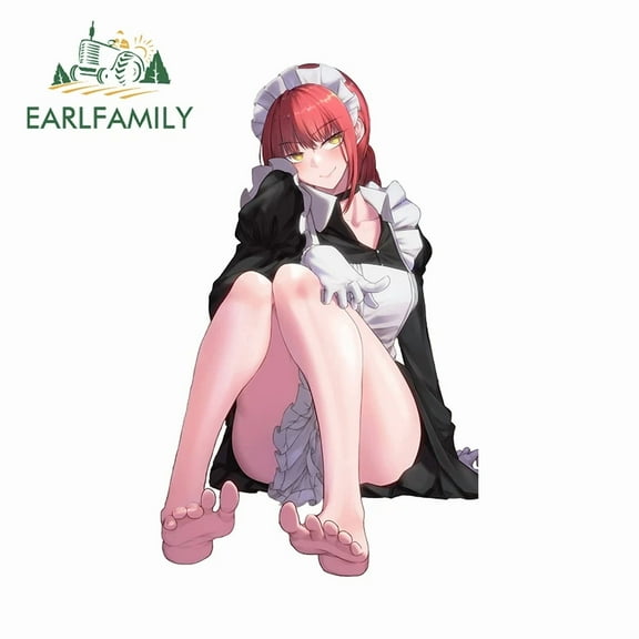 EARLFAMILY 5.1" Makima Maid Car Stickers Personality Anime Custom RV Vinyl Auto Decal Funny Scratch-Proof Graphics
