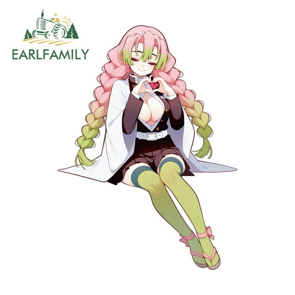 EARLFAMILY 5.1" Mitsuri Kanroji Car Sticker Artistic Motorcycle Trunk JDM Decals