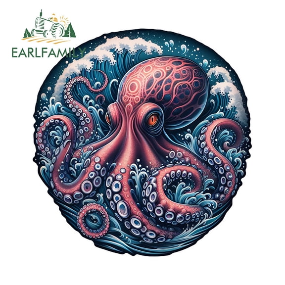EARLFAMILY 5.1" Octopus Darkness Style Car Stickers Creative Waterproof Auto Racing Drifting Vehicle Vinyl Decal Occlusion Scratch Car Door Protector