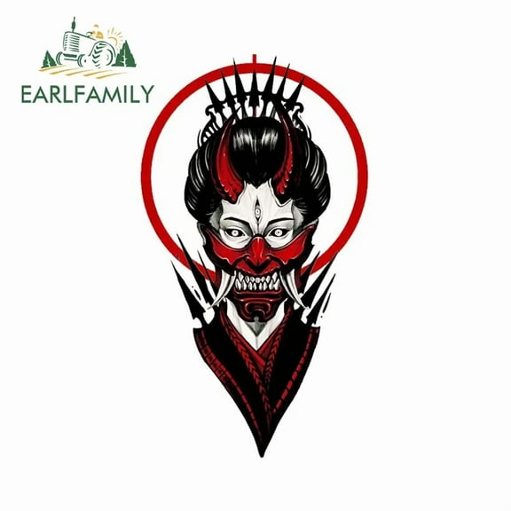 EARLFAMILY 5.1" Printing Geisha Car Stickers ATV Personality Mask Fanart Bumper Decal Funny Occlusion Scratch Car Lable