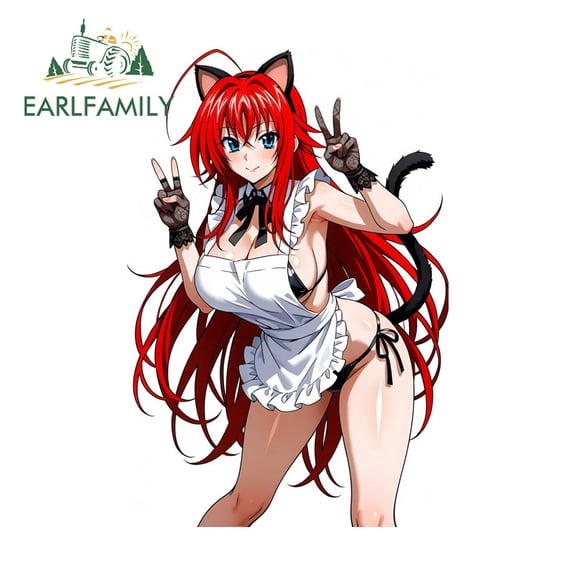 EARLFAMILY 5.1" Rias Gremory Car Stickers Interesting Rearview Mirror Motorcycle Bumper Vehicle JDM Decals Occlusion Scratch Waterproof Car Door Protector