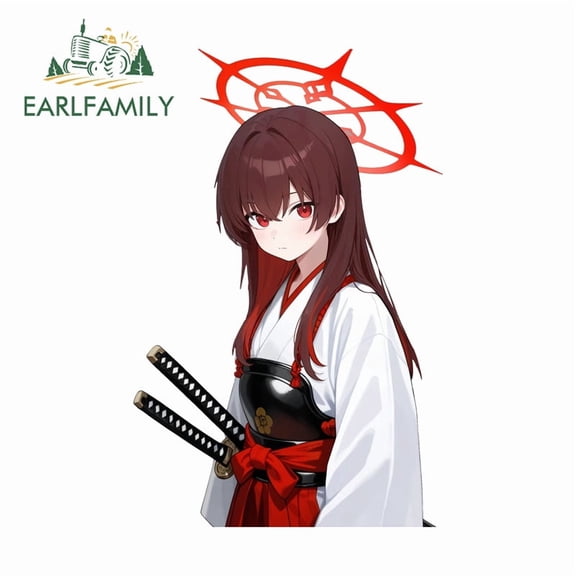EARLFAMILY 5.1" Samurai Girl Car Sticker Fashionable Occlusion Scratch Waterproof Racing Drifting Vehicle JDM Decal Suitable for Motorcycle Laptop Truck Decoration