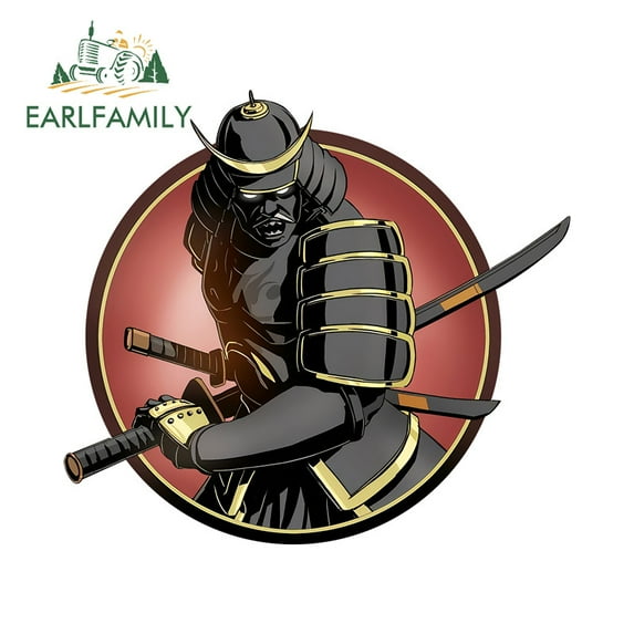 EARLFAMILY 5.1" Samurai Japanese Car Stickers Interesting Motorcycle Helmet Skateboard Laptop Waterproof JDM Decal Occlusion Scratch Fashionable Custom Printing