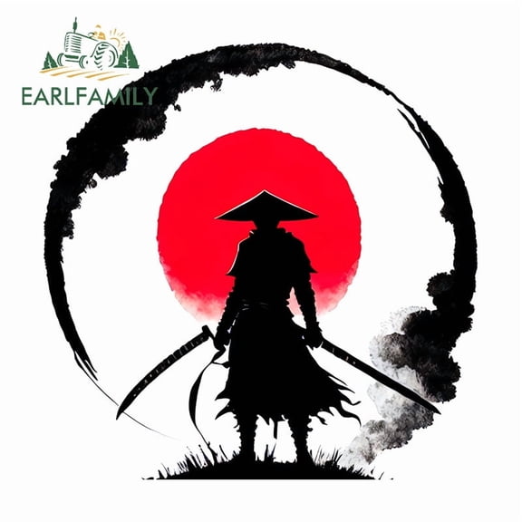 EARLFAMILY 5.1" Samurai Warrior Car Sticker Personality Rearview Mirror Motorcycle Surfboard Sedan Scratch-Proof Decal Waterproof Car Accessories