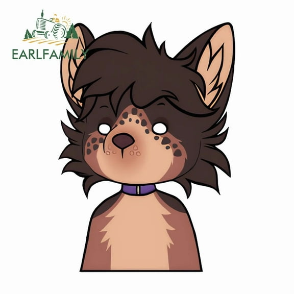 EARLFAMILY 5.1" Silly and Cute Furry Wolf Car Stickers Cartoon Peek Printing Auto Decal Waterproof Windshield Decor