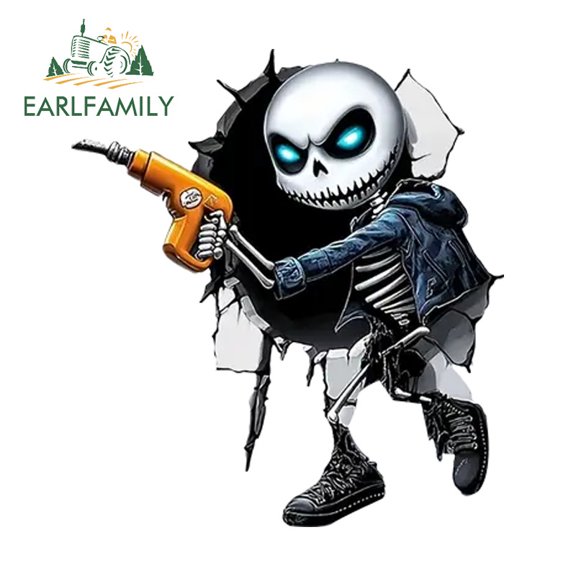 EARLFAMILY 5.1" Skull Tear Car Stickers Motorcycle Rearview Mirror Motorcycle Bumper Computer Vinyl Decals Occlusion Scratch Waterproof Custom Printing