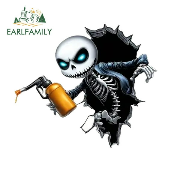 EARLFAMILY 5.1" Skull Tear Car Stickers Motorcycle Rearview Mirror Motorcycle Bumper Computer Vinyl Decals Occlusion Scratch Waterproof Custom Printing