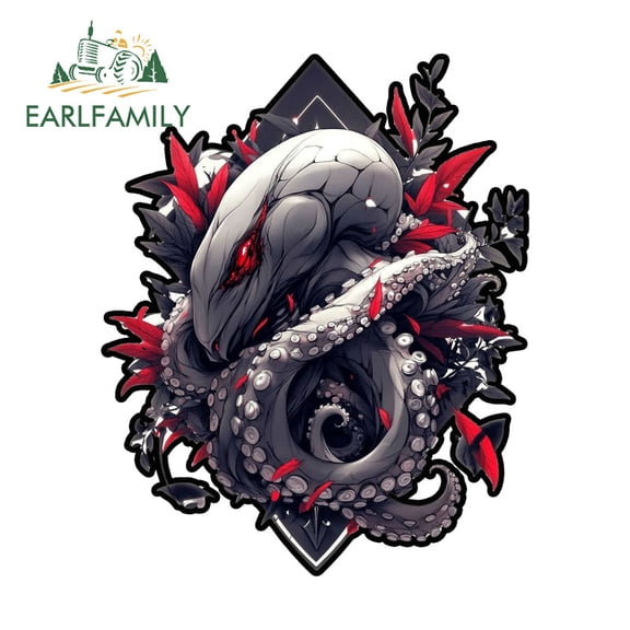 EARLFAMILY 5.1" Snake Darkness Style Car Sticker Waterproof Motorcycle Luggage Windshield Vinyl Decals Amuisng Occlusion Scratch Car Door Protector