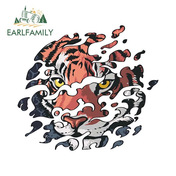EARLFAMILY 5.1" Tiger Tear Cartoon Car Sticker Windshield Motorcycle Skateboard Refrigerator Waterproof Vinyl Decal Scratch-Proof Car Label