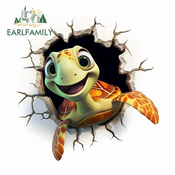 EARLFAMILY 5.1" Turtle Tear Car Stickers Creative Skateboard Electric-Bicycle Motorcycle Windshield Waterproof Vinyl Decal Occlusion Scratch Vinyl Car Wrap