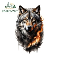 EARLFAMILY 5.1" Wolf Head Car Stickers Personality Occlusion Scratch Guitar Trunk Bumper Windows Computer PVC Decal Waterproof Amusing Exterior Accessories