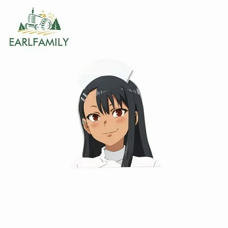 EARLFAMILY 5.1" for Nurse Anime Cute Peek Car Sticker Car Door Protector Decal Creative Personality Caravan Bumper Graphics