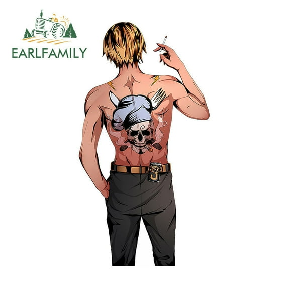 EARLFAMILY 5.1 in Anime Car Sticker Japanese Tattoo Cool Motorcycle Helmet Windows Occlusion Scratch Decal Personality Waterproof Car Accessories