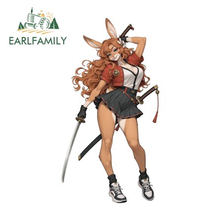 EARLFAMILY 5.1 in Anime Girl Car Stickers Humorous Waterproof Campervan Skateboard Vinyl Decal Amusing Occlusion Scratch Custom Printing