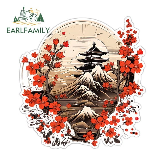 EARLFAMILY 5.1 in Japanese Style Car Stickers Personality Water Bottle RV Decals l