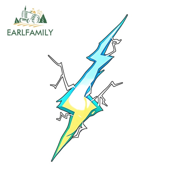 EARLFAMILY 5.1 in Lightning Cartoon Car Sticker Creative Scratch-Proof Scooter Bumper Trolley Windows Vinyl Decal Personality Waterproof Car Goods