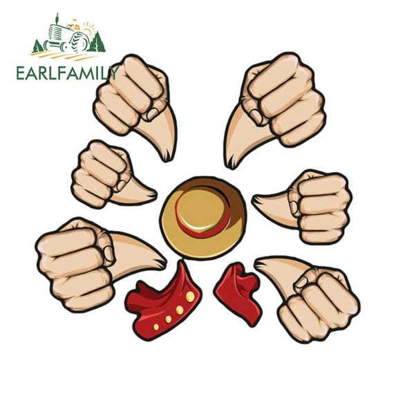 EARLFAMILY 5.1 in Luffy Anime Car Sticker Graphics Waterproof Decal Windshield Aquaflask Car Styling
