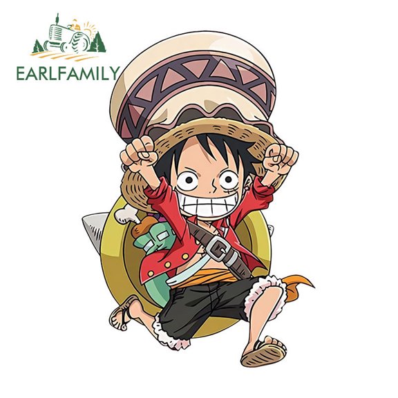 EARLFAMILY 5.1 in Luffy Car Sticker Personality Waterproof Truck Campervan Rear Windshield JDM Decal Occlusion Scratch Car Accessories