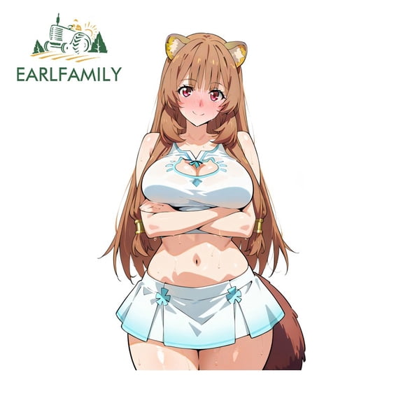 EARLFAMILY 5.1 in Raphtalia Car Sticker Personality Cute Trolley VAN RV JDM Decals
